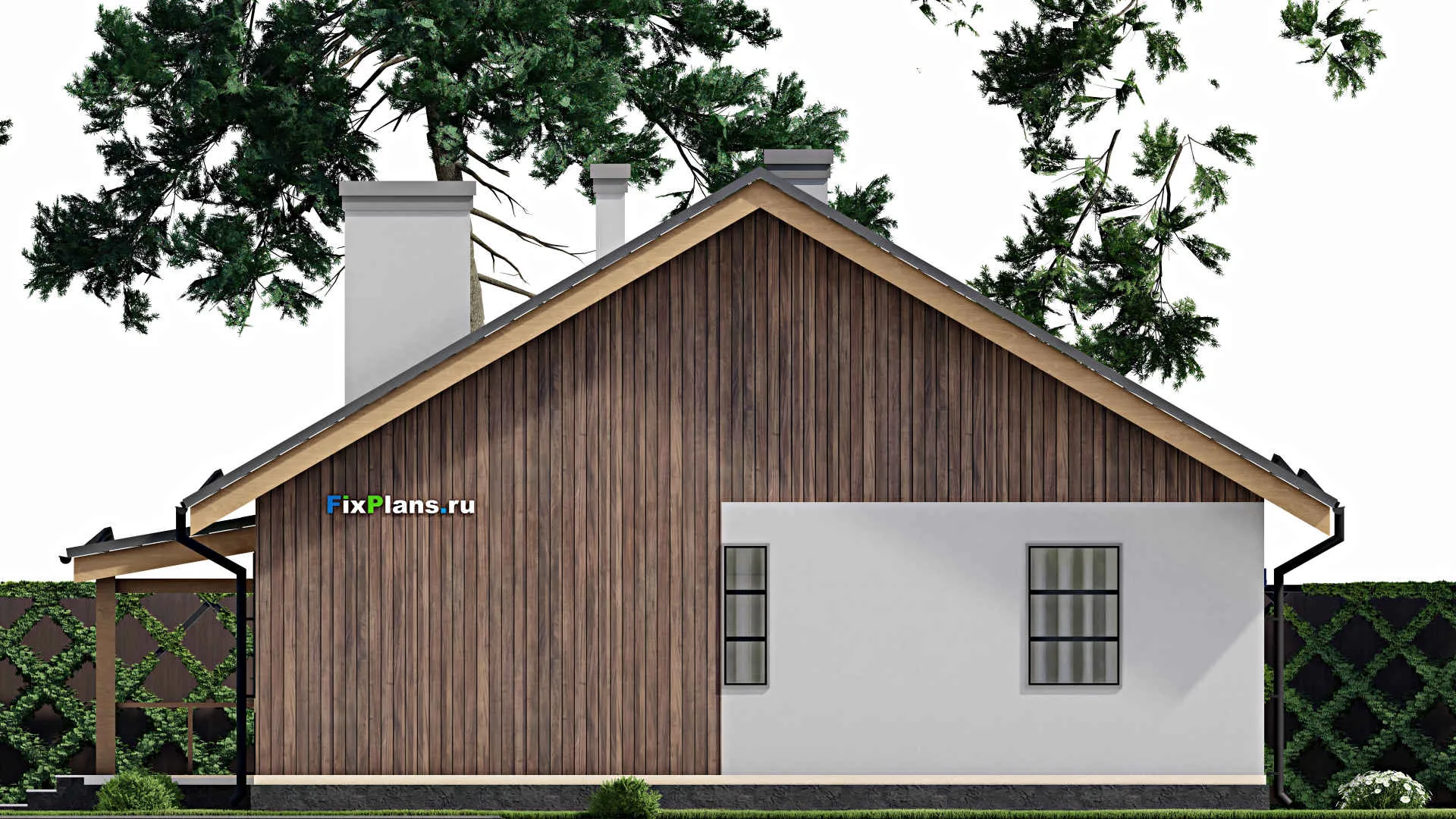 F-8576 - Проект одноэтажного дома 10 на 11, площадью 90 м² с террасой и 2 спальнями